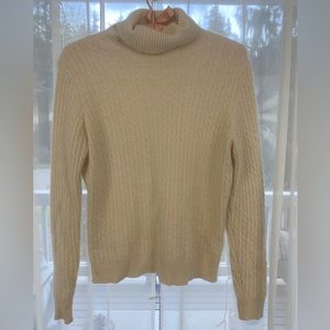 Delicate White 2 ply Cashmere Cable Knit Turtleneck Sweater by Charter Club